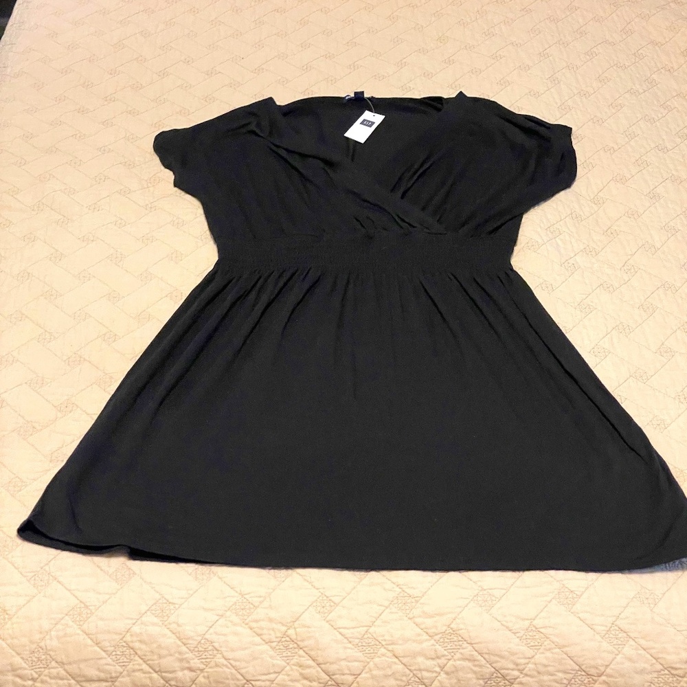 Gap Black Cap Sleeved Cross Front Dress